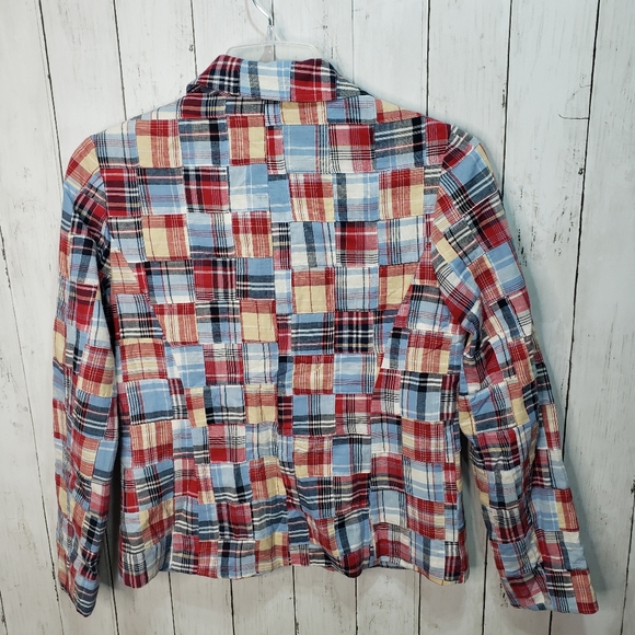 Vintage Pendleton Women's Cotton Patchwork Red Blue Tan Blazer Size Small. - Picture 5 of 7
